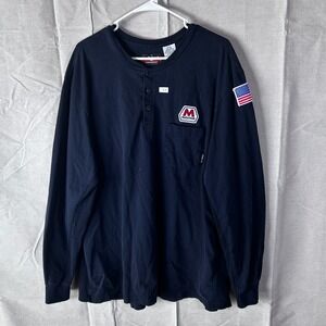 Bulwark FR Henley Shirt Mens XXL Navy Blue Marathon Flame Resistant Long
